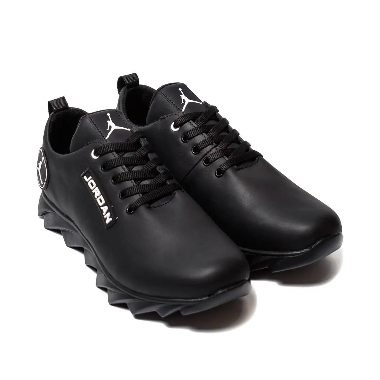 Кросівки чоловічі шкіряні чорні демісезонні Jordan Black 90 год