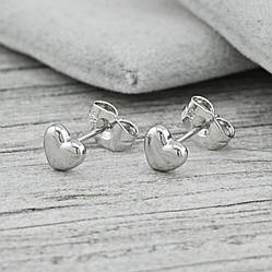 Сережки гвоздики Сердечність 38780 розмір 6х6 мм вага 1.6 г позолота Біле Золото