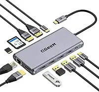 СТОК Хаб Hub Концентратор QGeeM USB C, док-станция USB C 12-в-1