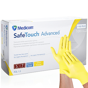 Рукавички нітрилові без тальку Medicom 1102-TG-B 100 шт., жовті S