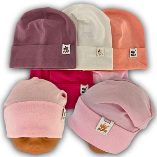 ОПТ Шапка трикотажна для дівчинки з закотом, р. 46-48 (5 шт./набір), фото 1