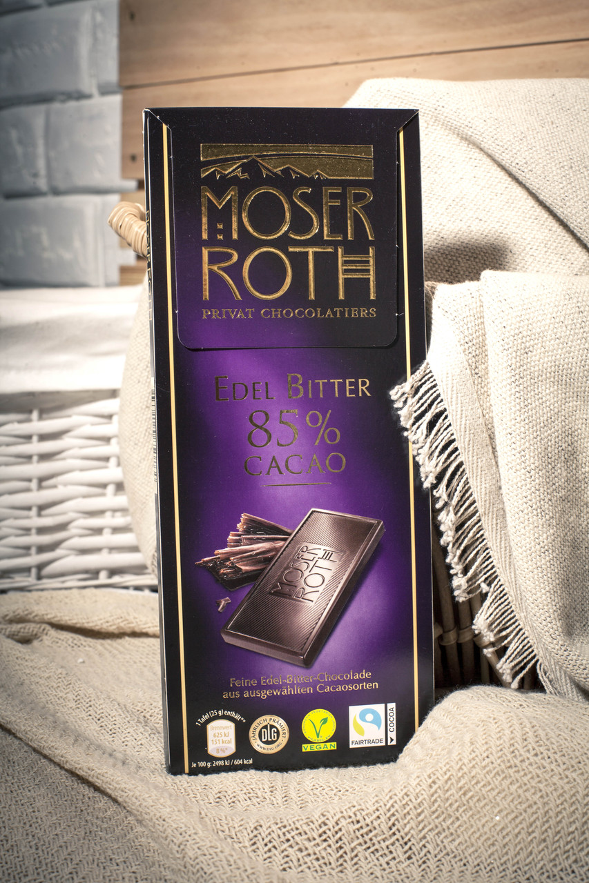 Чорний шоколад 85% 🍫 Moser Roth "Edel Bitter" 125 гр. Німеччина, фото 1