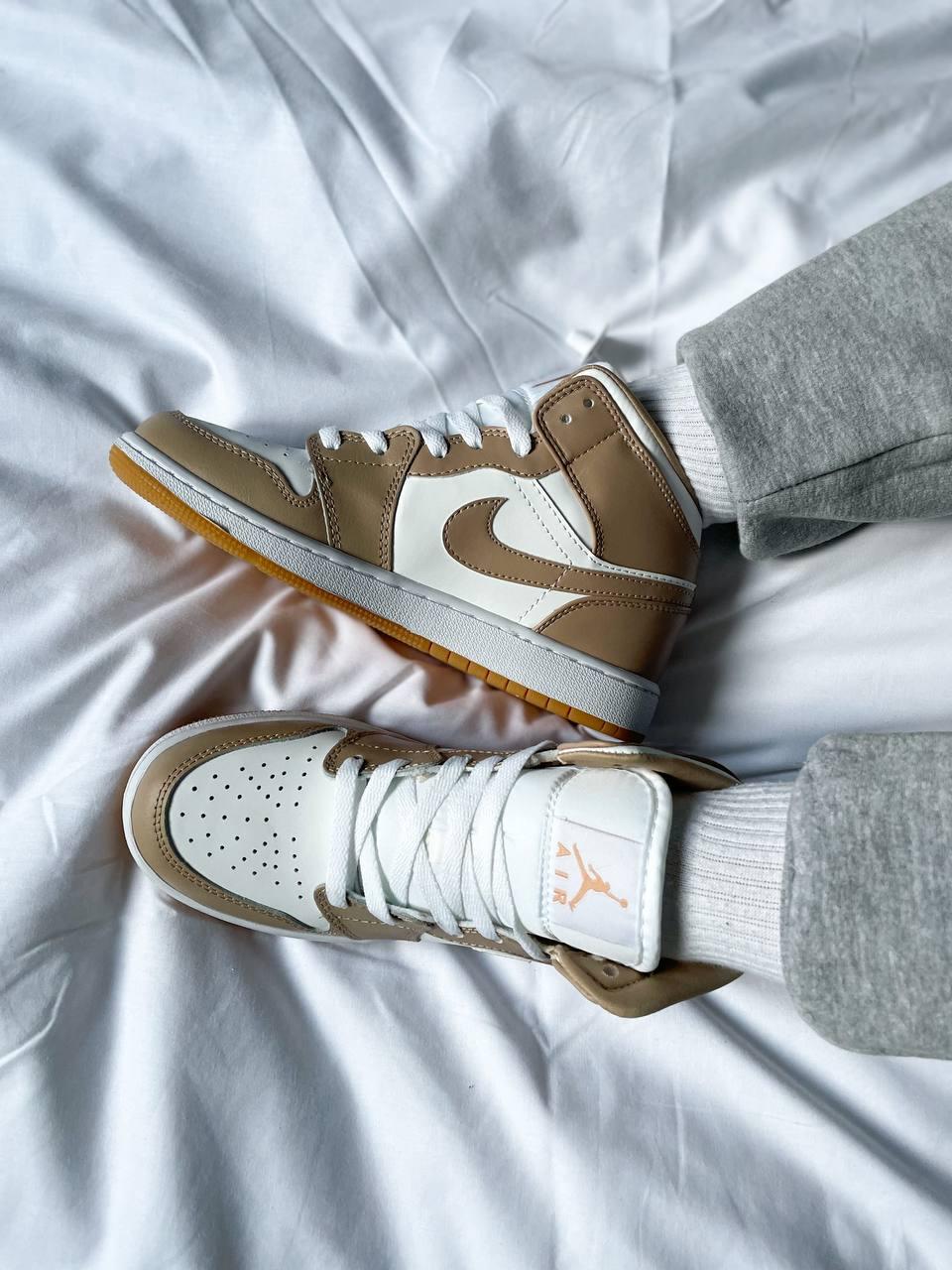 Кроссівки жіночі весна осінь Nike Air Jordan 1 Retro Tan Gun. Кросси жіночі Найк Аір Джордан 1.