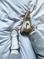 Кроссівки жіночі весна осінь Nike Air Jordan 1 Retro Tan Gun. Кросси жіночі Найк Аір Джордан 1., фото 9