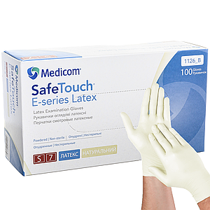 Перчатки латексні опудренниє Medicom 1126-B 100 шт, молочні S