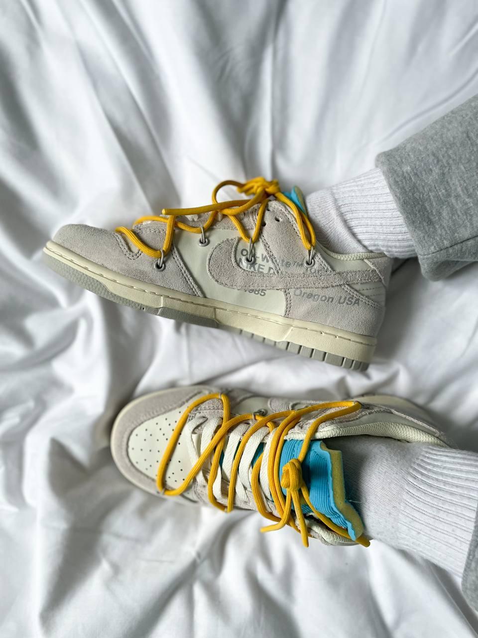Жіночі кросівки весна осінь Nike Nike SB Dunk x Off White Grey Yellow. Кроси жіночі Найк СБ Данк. .