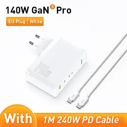 Зарядний пристрій BASEUS GaN5 Pro 140 W (2 USB Type-C + USB Type-A) 140 Вт PD3.1 QC4.0 + Кабель Type-C 240W PD