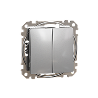 Двоклавішний вимикач Алюміній Sedna Design Schneider Electric SDD113105