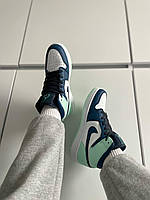 Кроссівки жіночі Nike Air Jordan 1 Retro Blue Mint. Кросси жіночі весна осінь Найк Аір Джордан 1., фото 3