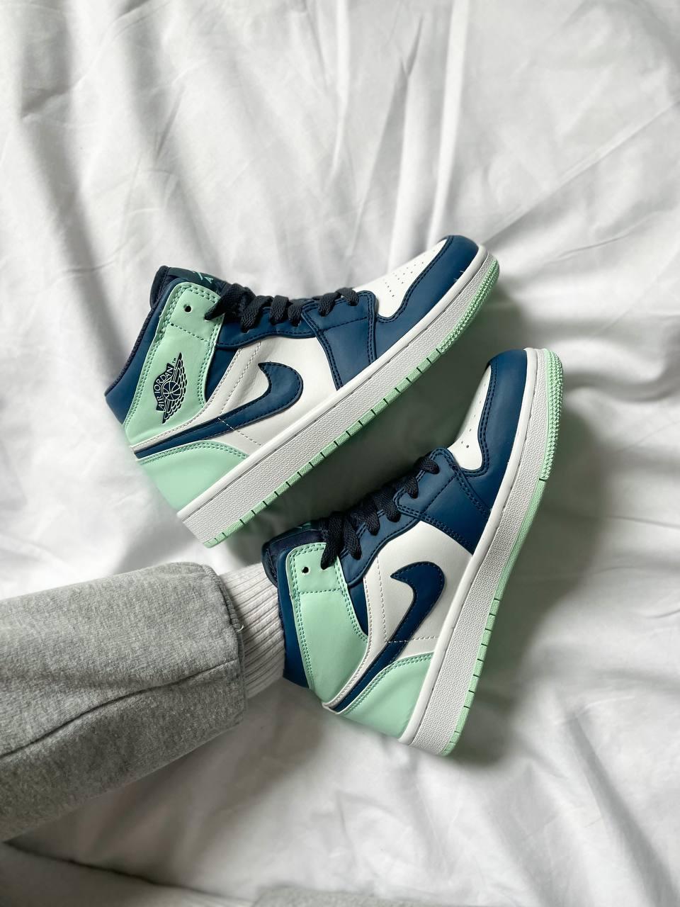 Кроссівки жіночі Nike Air Jordan 1 Retro Blue Mint. Кросси жіночі весна осінь Найк Аір Джордан 1.