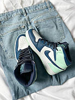 Кроссівки жіночі Nike Air Jordan 1 Retro Blue Mint. Кросси жіночі весна осінь Найк Аір Джордан 1., фото 4