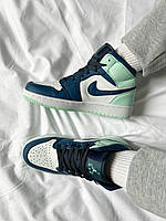 Кроссівки жіночі Nike Air Jordan 1 Retro Blue Mint. Кросси жіночі весна осінь Найк Аір Джордан 1., фото 5