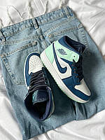 Кроссівки жіночі Nike Air Jordan 1 Retro Blue Mint. Кросси жіночі весна осінь Найк Аір Джордан 1., фото 7