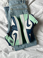 Кроссівки жіночі Nike Air Jordan 1 Retro Blue Mint. Кросси жіночі весна осінь Найк Аір Джордан 1., фото 10