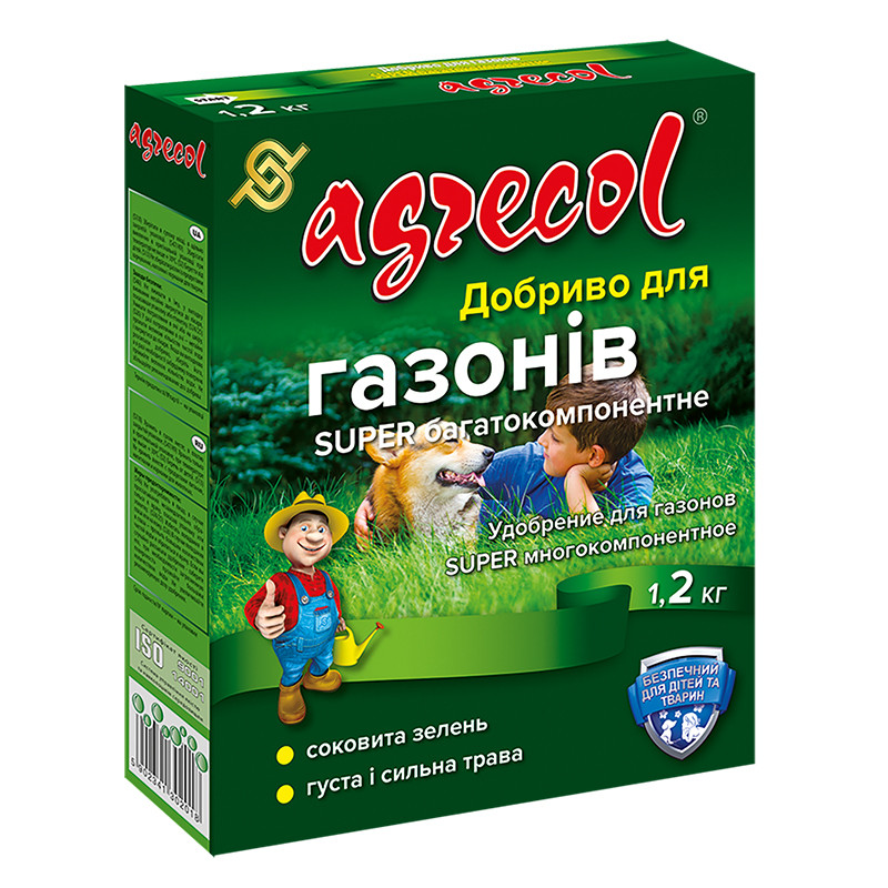 Добриво для газонів super багатокомпонентне 20-5-9,4 Agrecol 1,2 кг