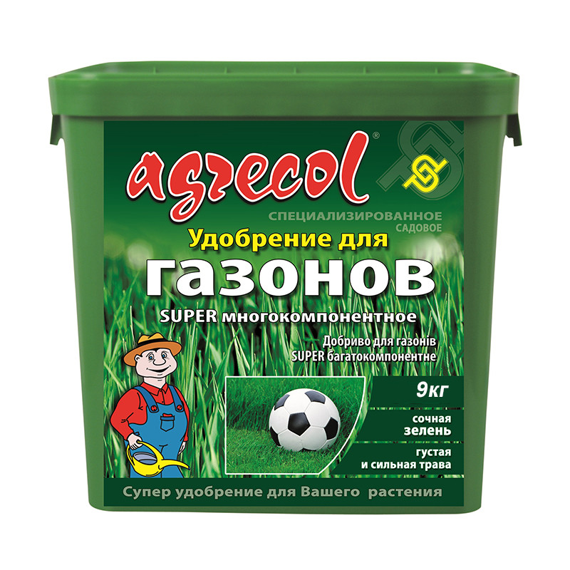 Добриво для газонів super багатокомпонентне 20-5-9,4 Agrecol 9 кг, фото 1
