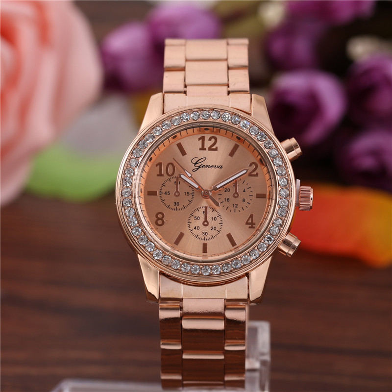 Женские часы Geneva Kors Style Rose Gold розовое золото со стразами, Жіночий наручний годинник - фото 2 - id-p174816320