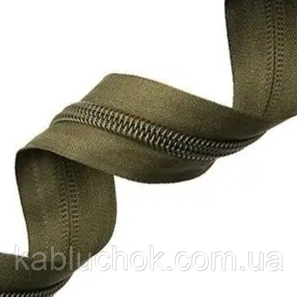 Блискавка № 10 спіральна (кручена), колір хакі, фото 1