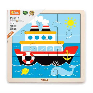 Пазл дерев'яний Viga Toys Корабель 9 деталей (51445), фото 1
