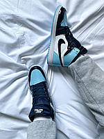 Жіночі кроссівки Nike Air Jordan 1 Retro Patent Blue весна осінь. Жіночі кросси Найк Аір Джордан 1., фото 6