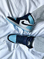 Женские кроссовки Nike Air Jordan 1 Retro Patent Blue весна осень. Женские кроссы Найк Аир Джордан 1.