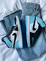 Жіночі кроссівки Nike Air Jordan 1 Retro Patent Blue весна осінь. Жіночі кросси Найк Аір Джордан 1., фото 7