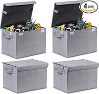 Корзина для хранения с крышкой, декоративная коробка, куб, органайзер, контейнер для домашнего офиса - 4 штуки