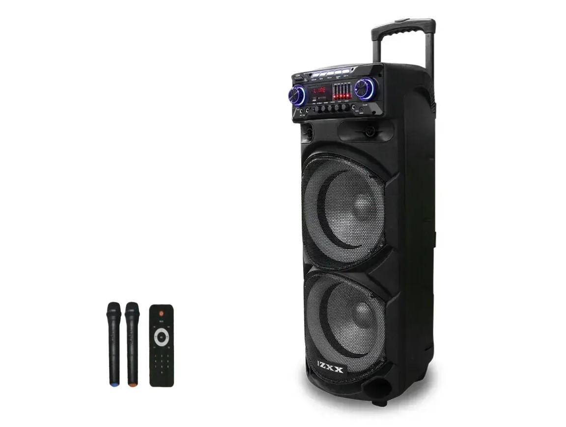 Колонка з акумулятором ZXX-9292 / 2x10"/ 2x125W/ 2 радіомікрофони / TMG ORIGINAL, фото 1