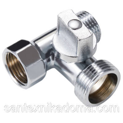 Кран кутовий прохідний FZ55 ZEGOR 1/2"х3/4"х1/2" ВР/ЗР/ЗР
