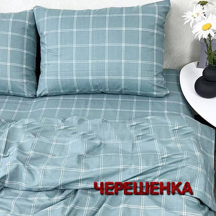 Тканина для постільної білизни Бязь "Gold" Lux GL3597 (50м) блакитна в клітинку, фото 1