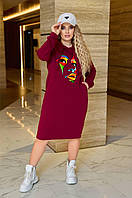 Модна жіноча тепла сукня худи на флісі в кольорах, розміри 42 - 56