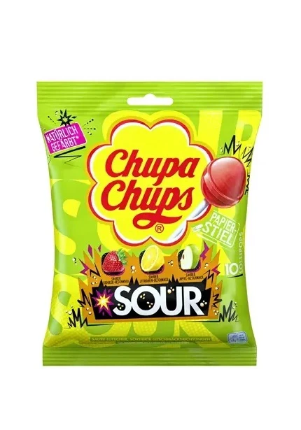 Кислі льодяники Chupa Chups Sour 10 Lollipops 120g