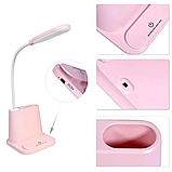 Лампа світлодіодна usb з тримачем для телефону Multifunctional desk lamp 1200mah Рожева, фото 4