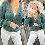 Жіноча в'язана кофта на ґудзиках з V-подібним вирізом об'ємна (р. 42-46) 7043165, фото 6