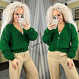 Жіноча в'язана кофта на ґудзиках з V-подібним вирізом об'ємна (р. 42-46) 7043165, фото 4