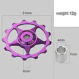 Ролики для задніх перемикачів Sram та Shimano на промпідшипниках Meroca 13Т червоні, фото 3