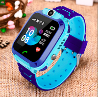 Детские смарт часы Q12 Smart Baby watch S5 (Q12) с GPS водонипроницаемые Синий цвет + 2 подарка