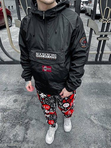 Анорак мужской Напапири Черный весенний анорак Napapijri с капюшоном ...