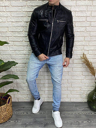 Стильна чоловіча куртка на підкладці Матеріал "Еко Шкіра" 46, 48, 50, 52, 54, 56 розмір 46, фото 1