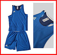 Боксерская форма Adidas синяя мужская Olympic Man для соревнований с аккредитацией AIBA для бокса