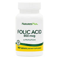 Витамины и минералы Natures Plus Folic Acid 800 mcg, 90 таблеток