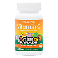 Витамины и минералы Natures Plus Animal Parade Vitamin C Sugar-Free, 90 жевательных таблеток Апельсин