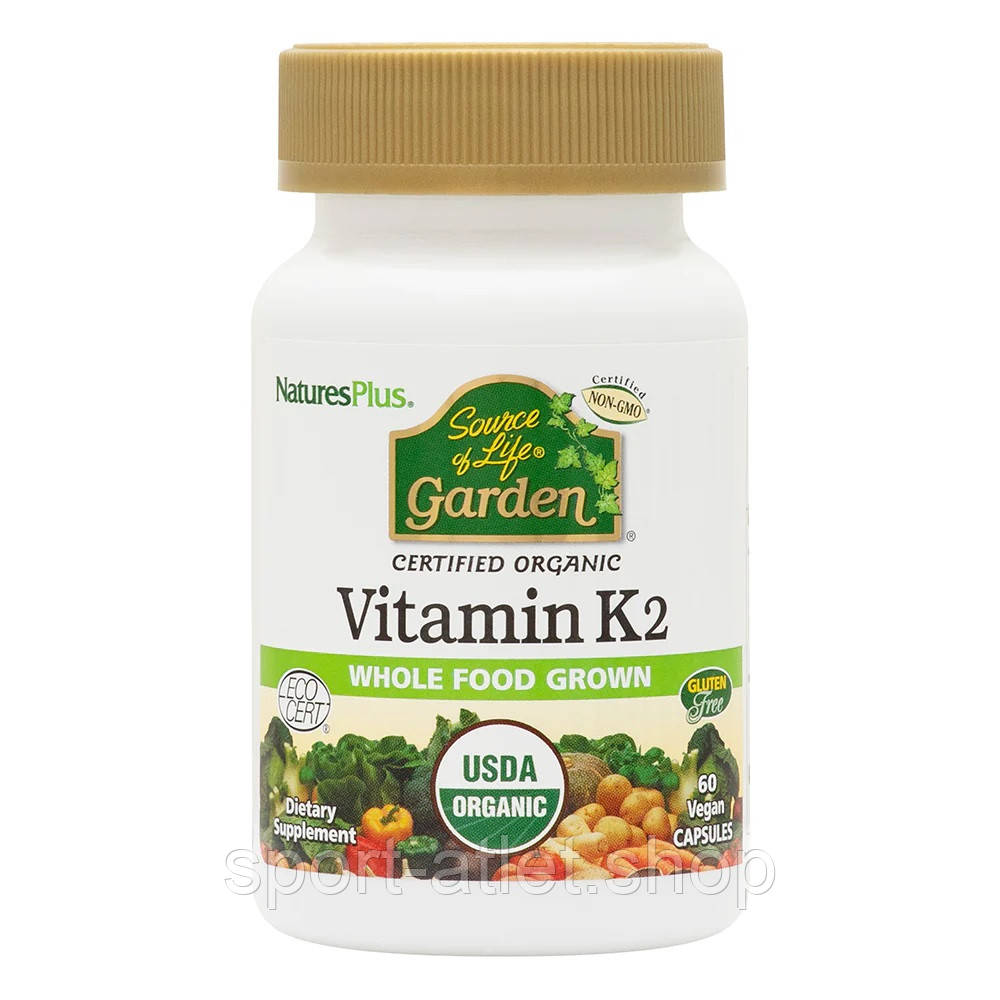 Вітаміни та мінерали Natures Plus Source of Life Garden Vitamin K2 120 mcg, 60 вегакапсул, фото 1
