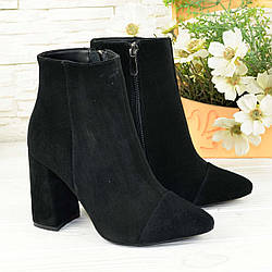 Черевики жіночі замшеві на високих підборах, колір чорний