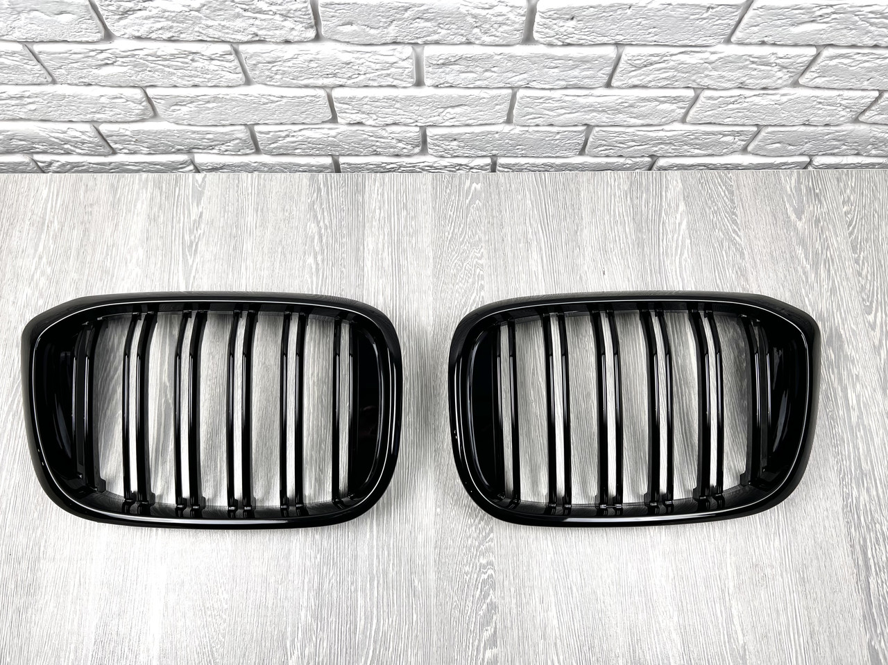 Решітка радіатора ніздрі M стиль BMW X3 G01 / X4 G02 чорний глянець 2 шт., фото 1