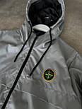 Вітровка чоловіча Stone Island куртка осінь-весна демісезонна водовідштовхувальна сіра. Живе фото, фото 4