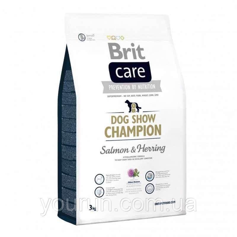 Brit Care Dog Show Champion -Корм для підтримки виставкових собак у відмінній формі (лосось/оселедець) 3 кг