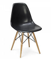 Стул Тауэр Вуд черный пластик, ножки дерево (Прайз), Eames