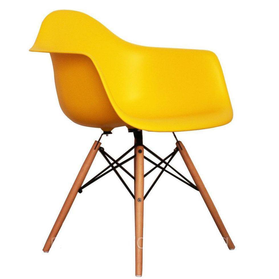 Крісло Тауер Вуд, жовтий пластик, бук (Прайз), Eames