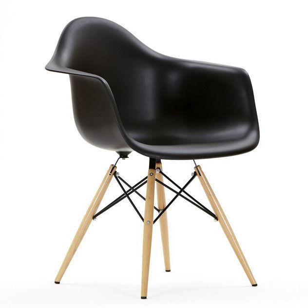 Кресло Тауер Вуд, чорний пластик, бук (Прайз) Eames